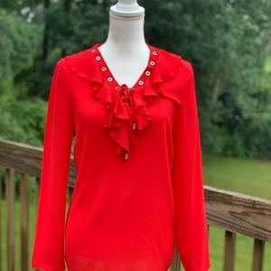 Red Linea Domani Ruffle Collar Blouse size M/M